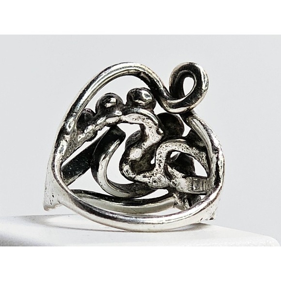 Vintage Handmade Sterling Silver Free-Form Ring SZ 9 - Picture 4 of 6
